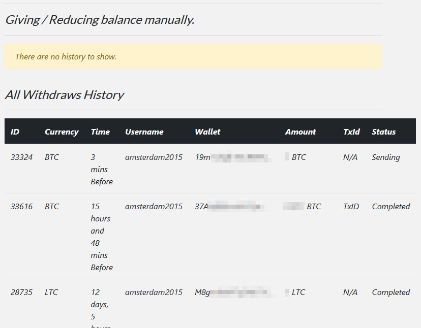 withdrawal history