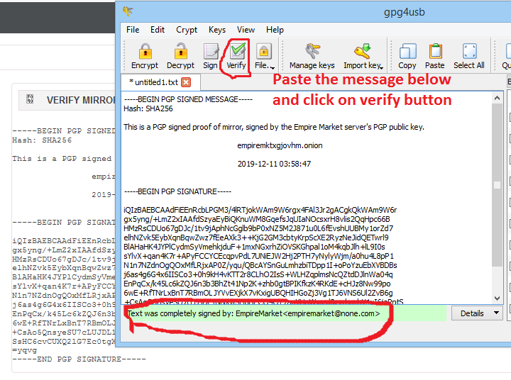 verify the pgp signed message